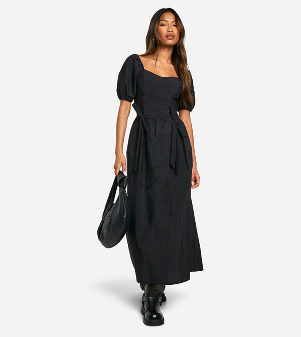 Puff Sleeves Midi Dress