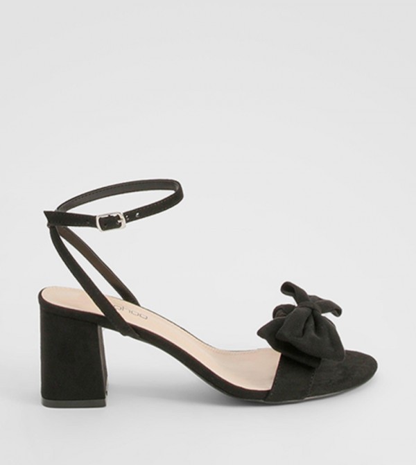 Wide Fit Bow Low Block Two Part Heel Sandals