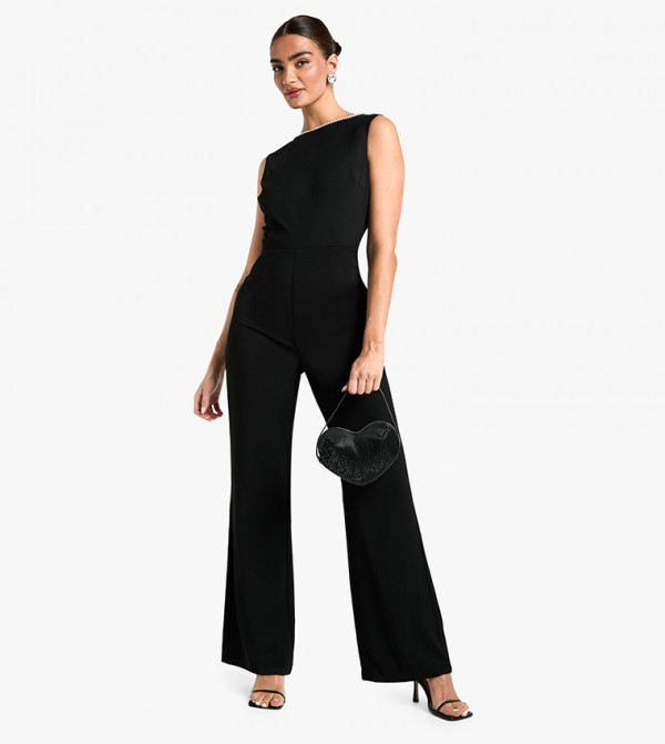 Diamante Trim Low Back Jumpsuit