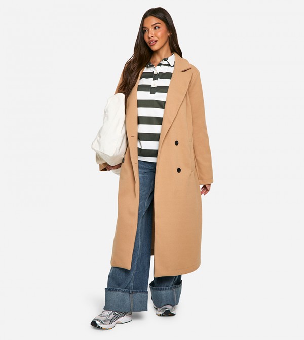 Shoulder Padded Longline Coat