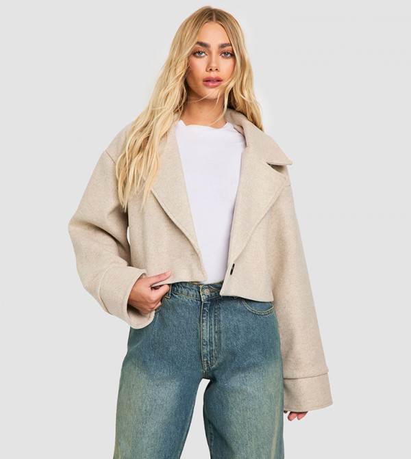 Marl Wool Look Crop Jacket
