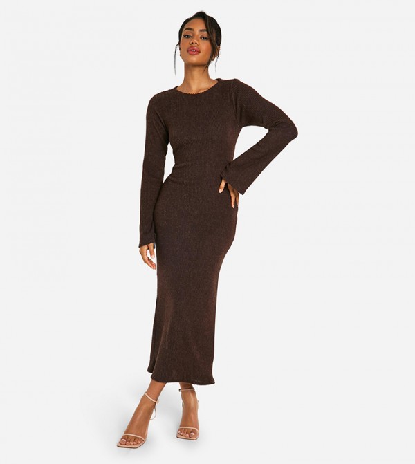 Ribbed Twist Back Midaxi Dress