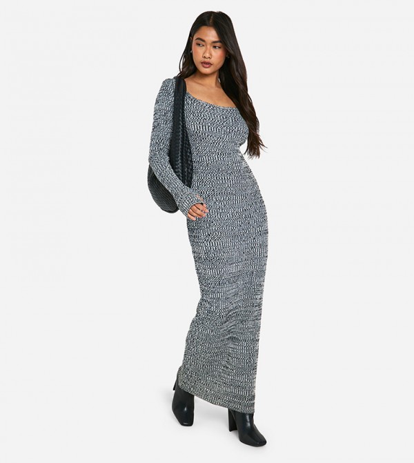 Marl Knitted Scoop Neck Maxi Dress