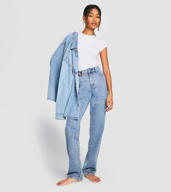 Washed Straight Fit Jeans