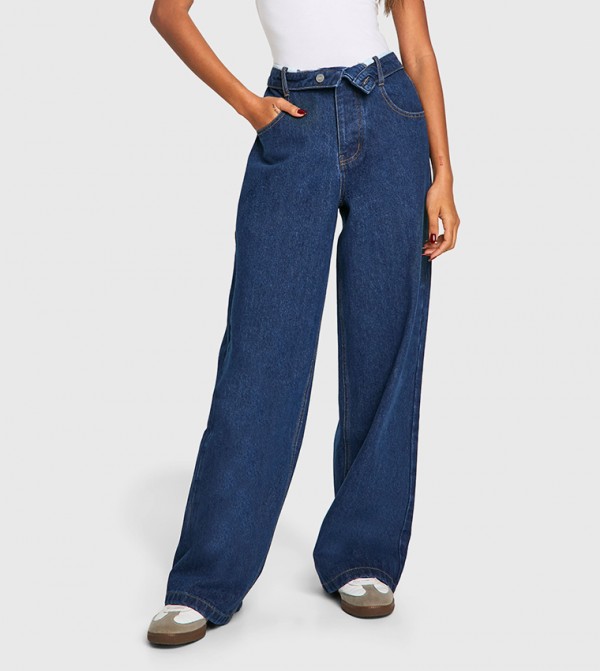Washed Slouchy Wide Leg Jeans