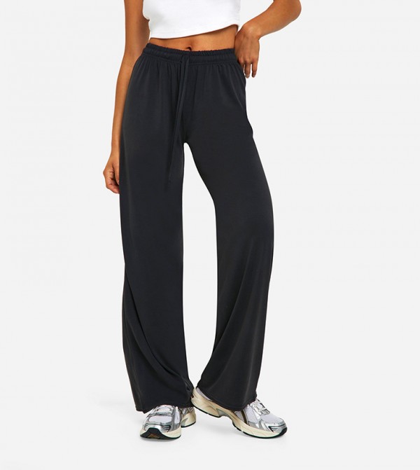 Drawstring Waist Wide Leg Trousers