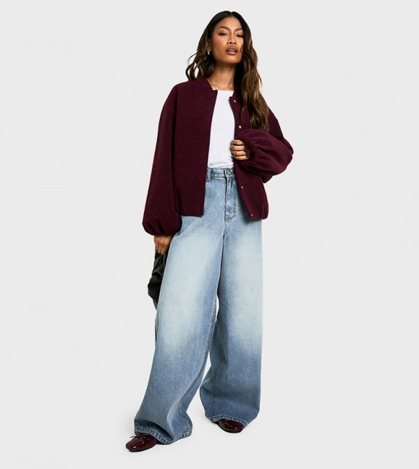 Slouchy Faded Wide Leg Jeans