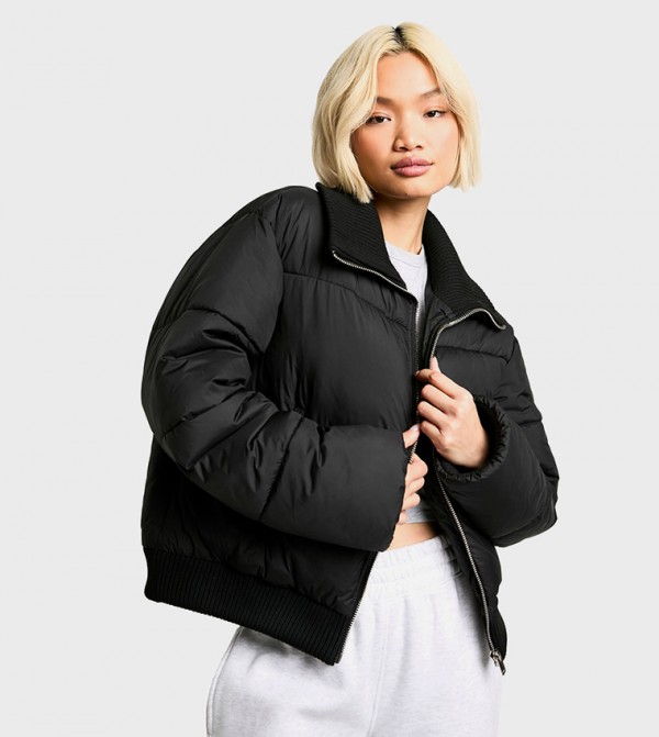 Rib Detail Puffer Jacket