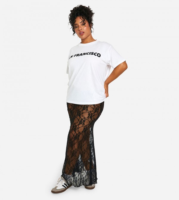 Curve Lace Maxi Column Skirt