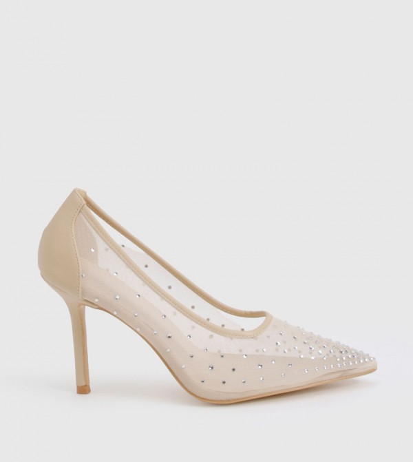 Diamante Pointed Toe Pumps
