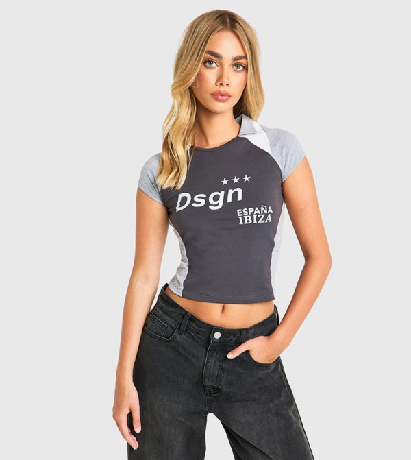 Design Fitted Football Crop T-Shirt