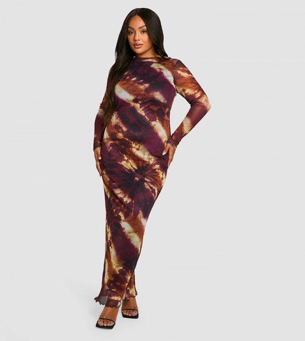 Curve Printed Low Back Column Maxi Dress