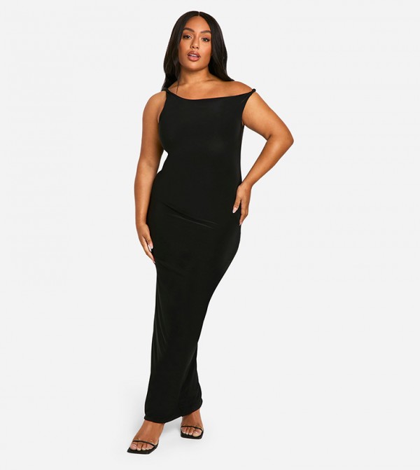 Curve Slinky Twist Shoulder Maxi Dress
