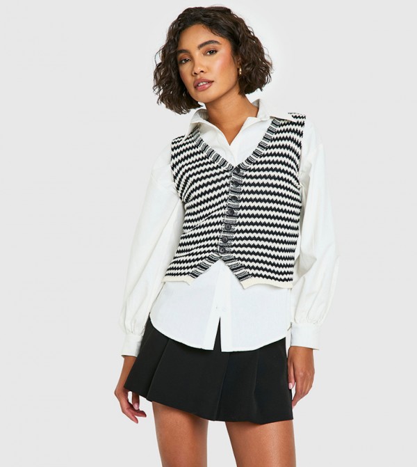 Tall Mono Striped Knitted Sweater Vest