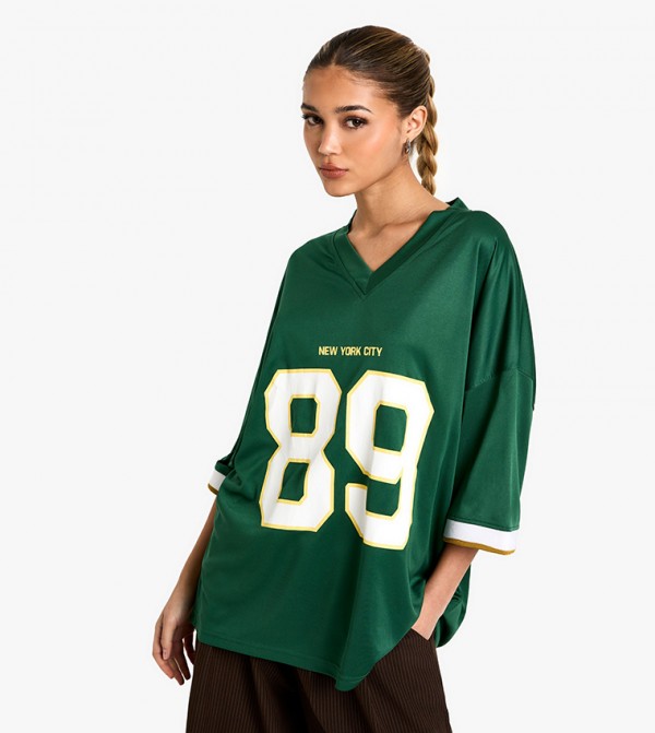 NYC V-Neck Oversized Football Top