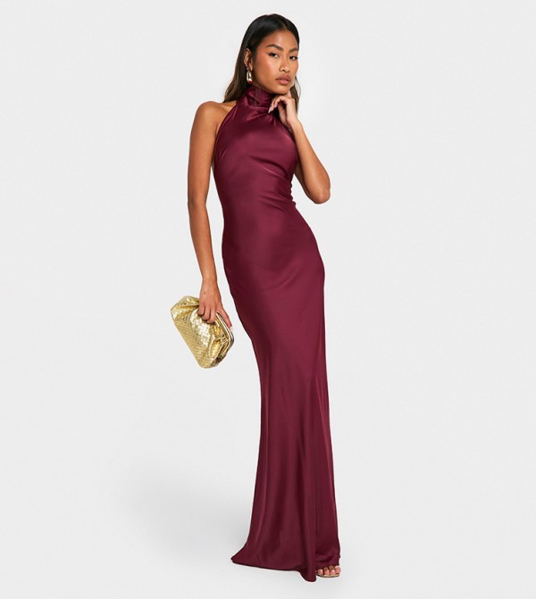 Satin Halterneck Maxi Dress