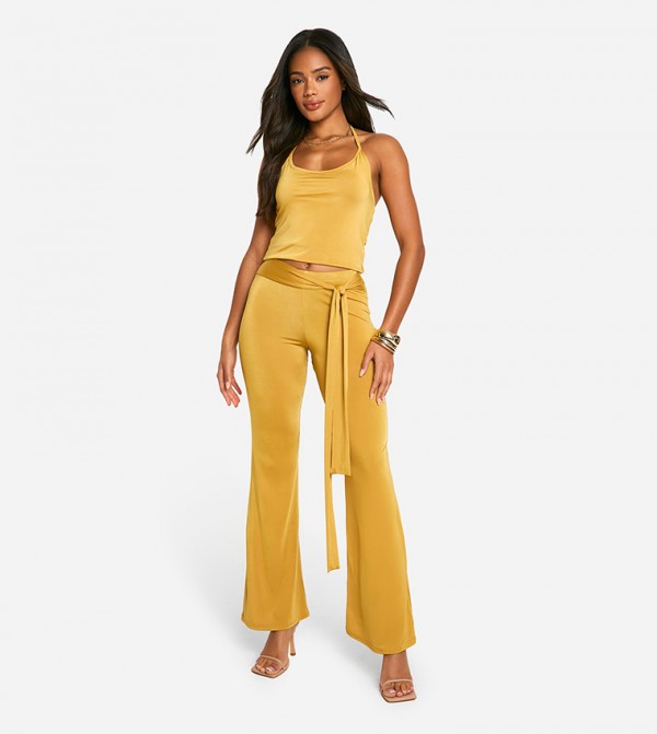 Drape Detail Flared Trousers