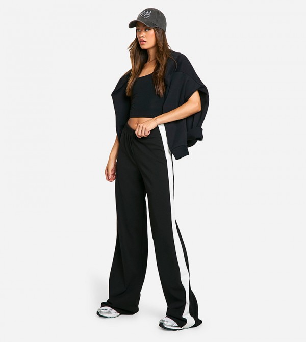 Tall Contrast Striped Wide Leg Trousers