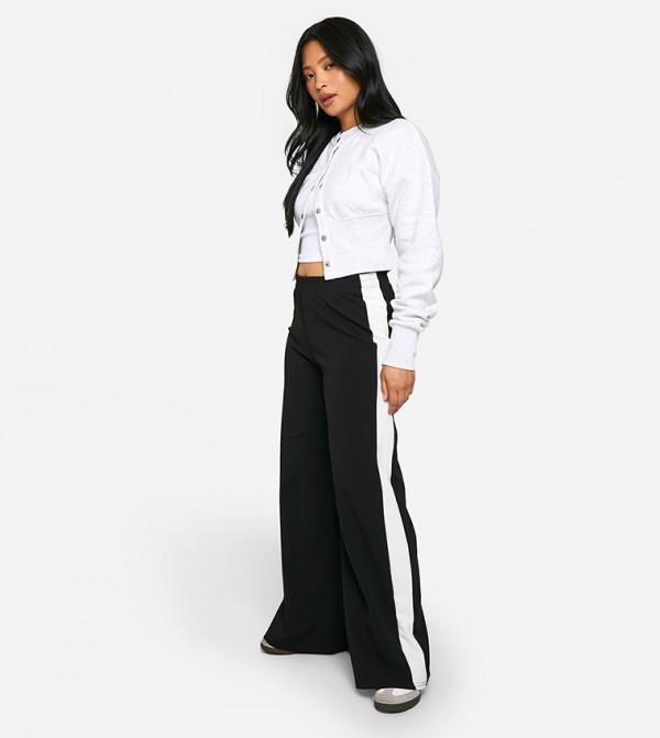 Petite Contrast Striped Wide Leg Trousers