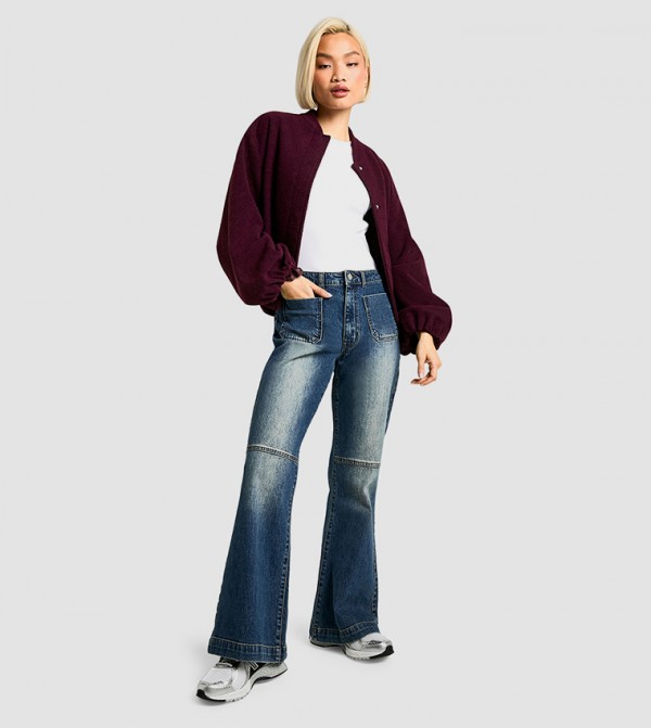 Pocket Detail Stretch Flared Jeans