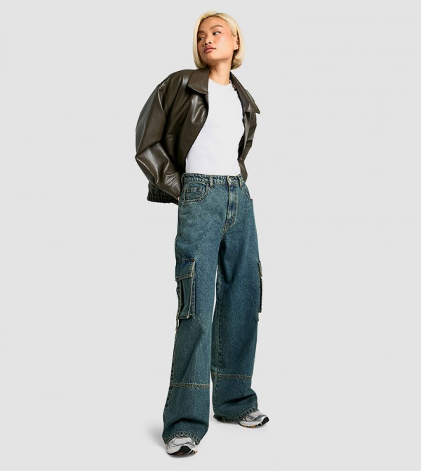 Pocket Detail Cargo Jeans