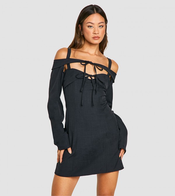 Tall Bardot Cut-Out Tailored Mini Dress