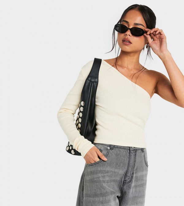 Ribbed One Shoulder Top