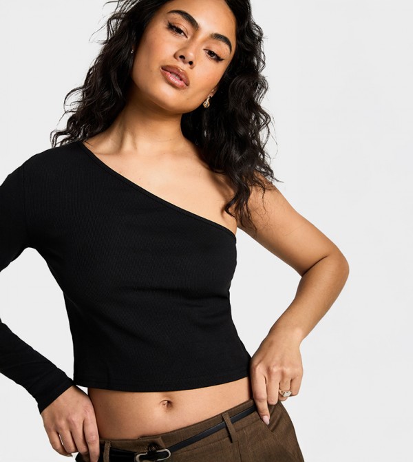 Solid One Shoulder Top
