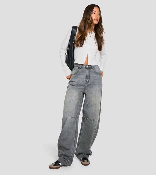 Tall Washed Barrel Leg Jeans