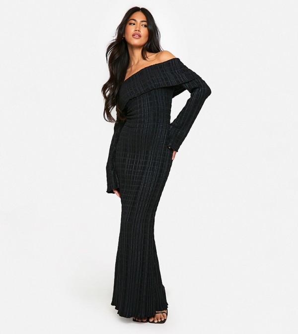 Textured Bardot Maxi Dress