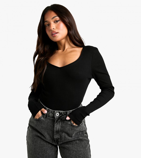 Petite Long Sleeves Bodysuit Top