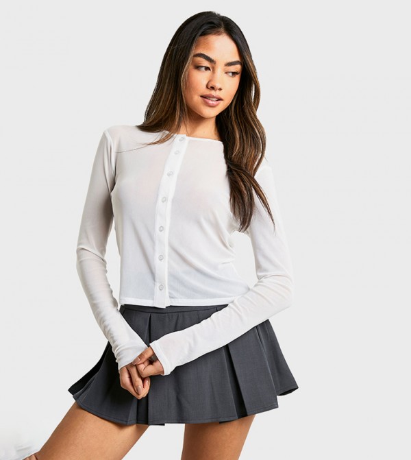 Mesh Button Through Cardigan
