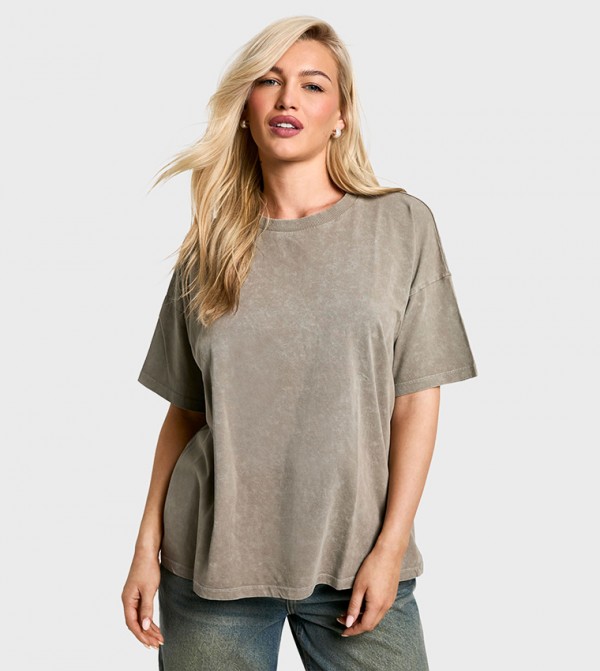 Acid Washed Crew Neck T-Shirt