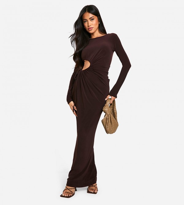 Long Sleeves Cut Out Maxi Dress