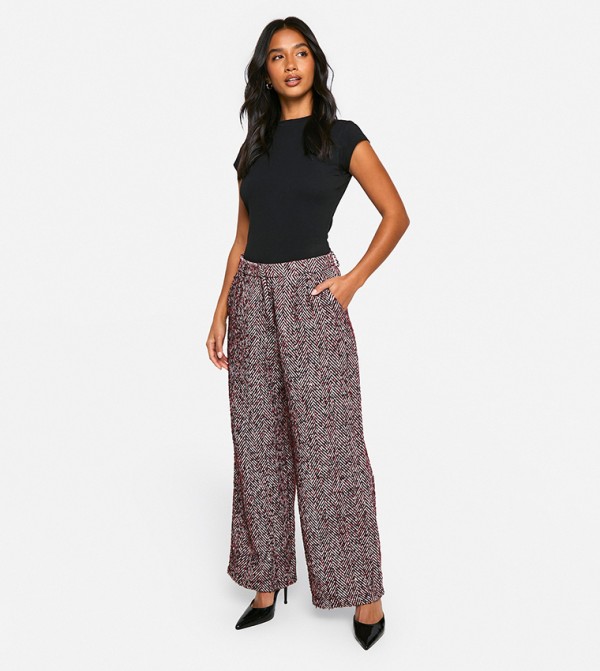 Petite Herringbone Wool Look Trousers