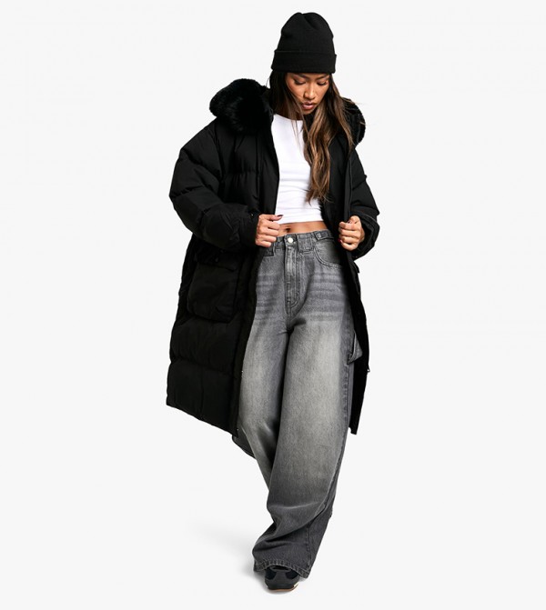 Premium Faux Fur Trim Parka Jacket