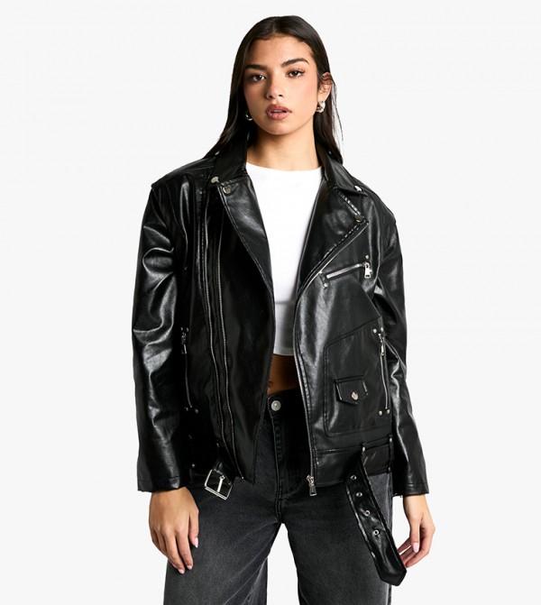 2-in-1 Oversized Biker Jacket