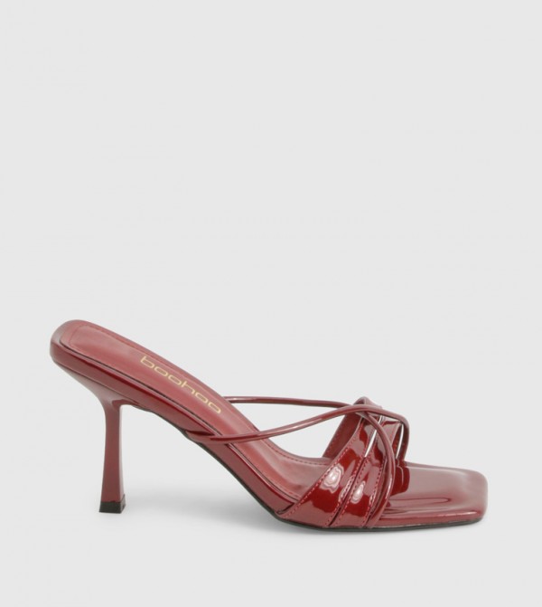 Glossy Crossover Strap Heel Sandals