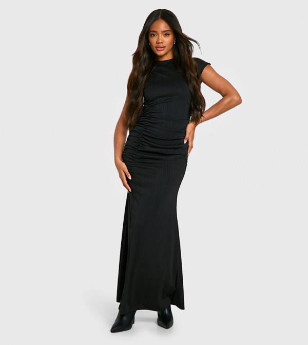 Textured Ruched Maxi Dress