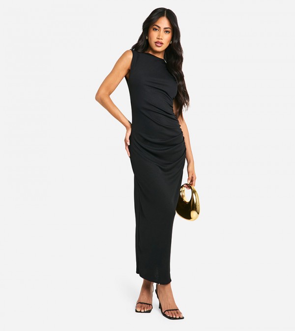 Solid Ruched Midaxi Dress