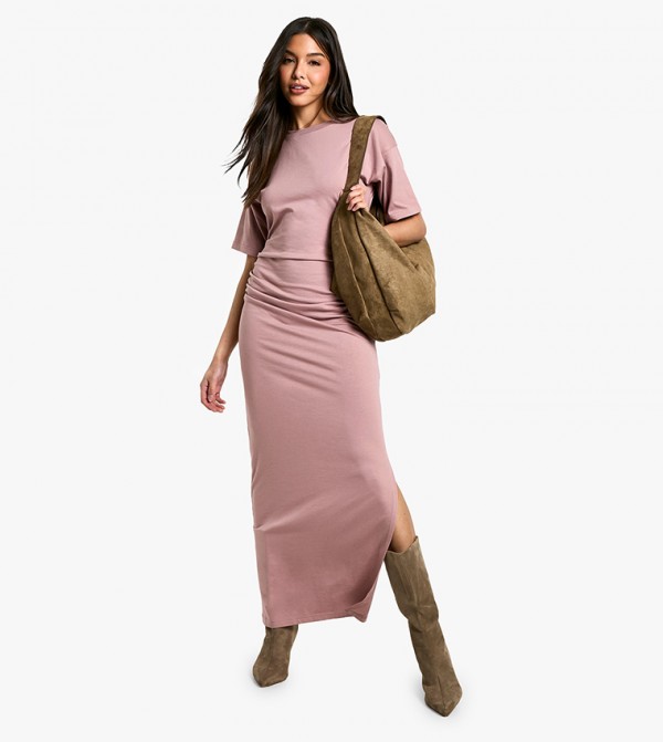 Ruched Side T-Shirt Midaxi Dress