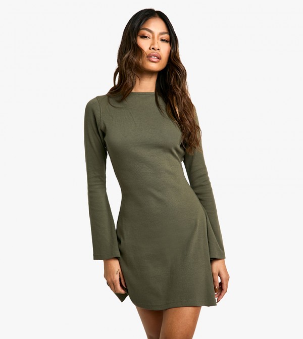 Ribbed Tie Back Shift Dress