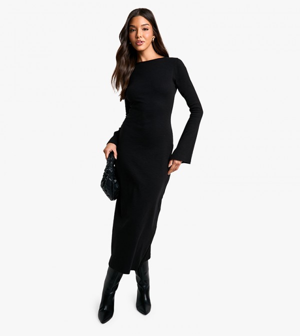 Ribbed Tie Back Midaxi Dress
