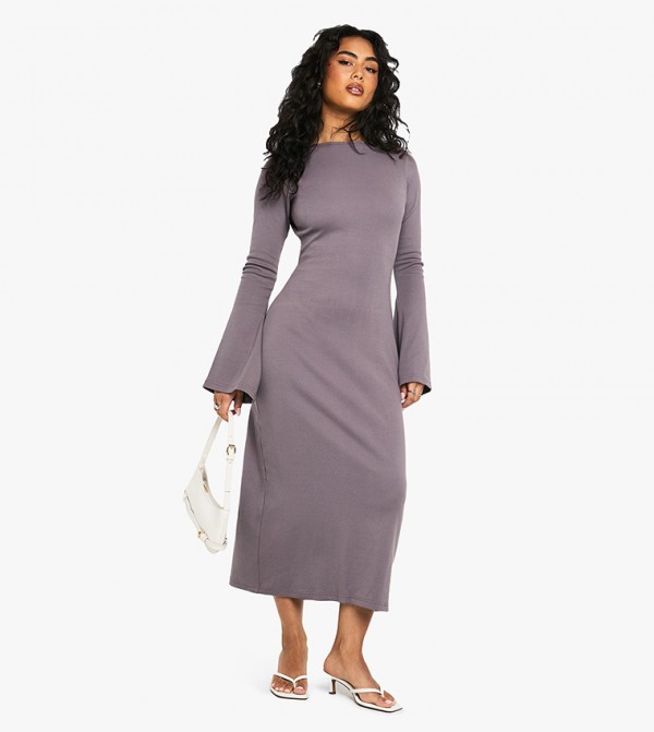Ribbed Tie Back Midaxi Dress