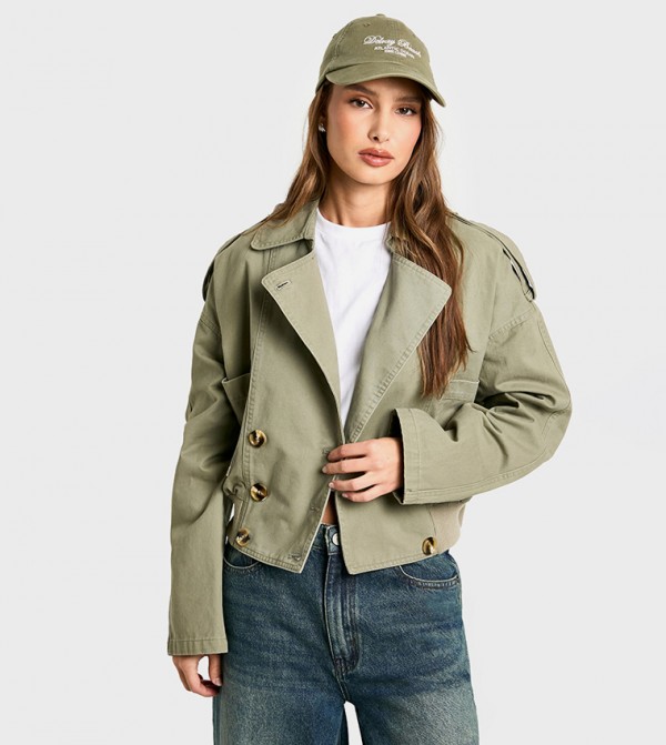 Ribbed Long Sleeves Trench Coat