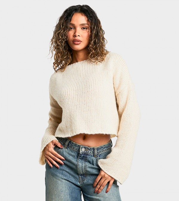 Ladder Stitch Back Detail Boxy Crop Jumper