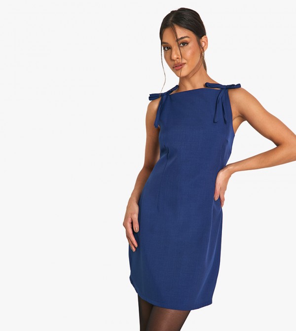 Bow Shoulder Tailored Mini Dress