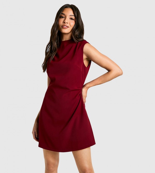 Solid Sleeveless A-Line Mini Dress