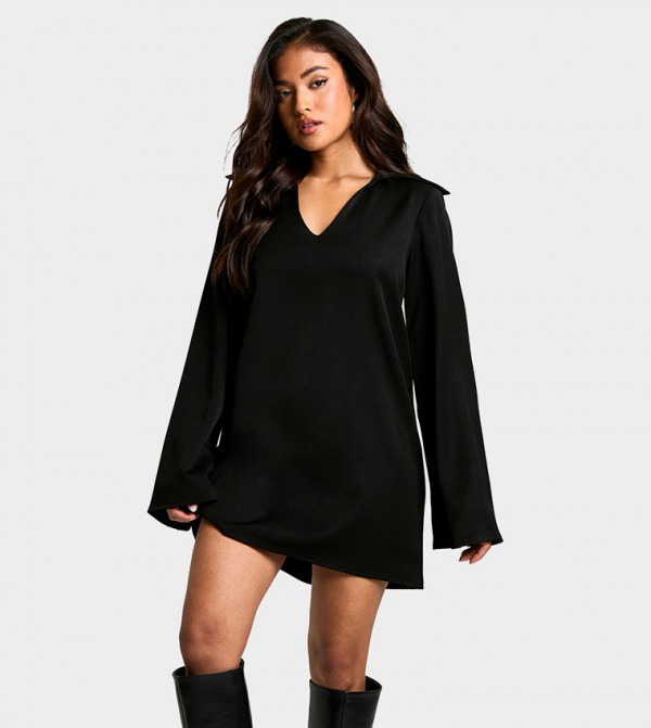 Petite Collar Detail Tailored Shift Mini Dress