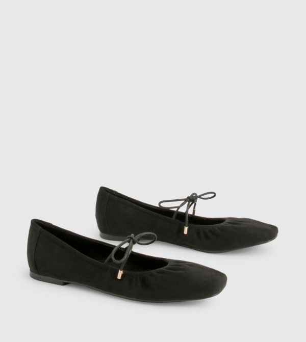 Ruched Tie Ballerinas